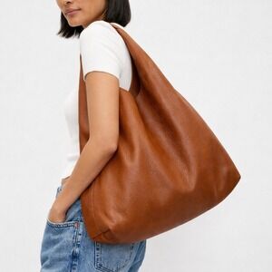 Banana Republic Pebbled Vegan Leather Slouchy Tote Cognac